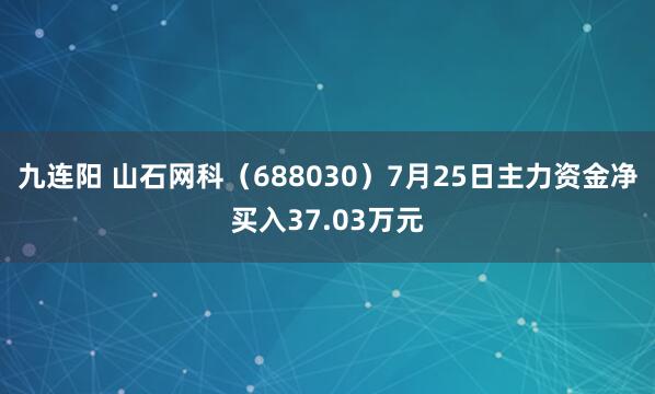 九连阳 山石网科（688030）7月25日主力资金净买入37.03万元