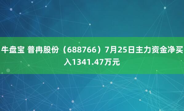 牛盘宝 普冉股份（688766）7月25日主力资金净买入1341.47万元
