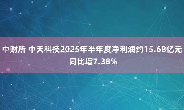 中财所 中天科技2025年半年度净利润约15.68亿元 同比增7.38%